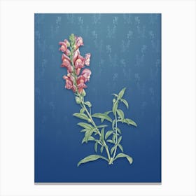 Vintage Red Dragon Flowers Botanical on Bahama Blue Pattern n.0521 Canvas Print
