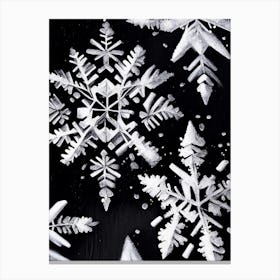 Crystal, Snowflakes, Black & White 1 Canvas Print