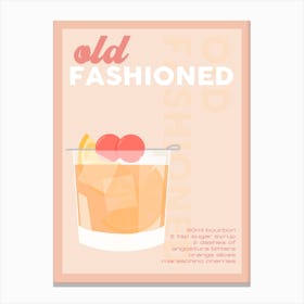 Peach Old Fashioned Cocktail Canvas Print