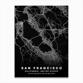 San Francisco California USA Black Map Lienzos