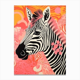 Floral Zebra Pink 1 Canvas Print