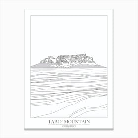 Table Mountain South Africa Line Drawing 5 Poster Canvas Print