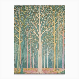 Misty Trees In Pastel Canvas Print