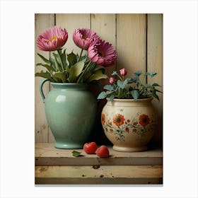 Two Vases With Flowers Canvas Print