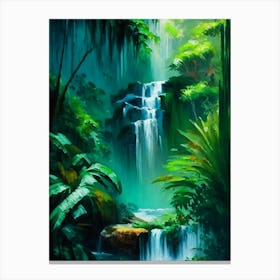 Waterfalls In A Jungle Waterscape Impressionism 2 Canvas Print