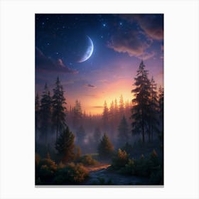 Moonlight In The Forest Canvas Print