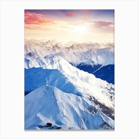 Snowy Mountains At Sunset 1 Canvas Print