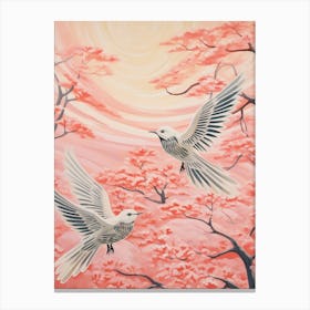 Vintage Japanese Inspired Bird Print Mockingbird 3 Canvas Print