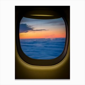 Airplane Window View At Sunset Canvas Print