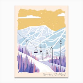 Poster Of Steamboat Ski Resort   Colorado, Usa, Ski Resort Pastel Colours Illustration 1 Canvas Print