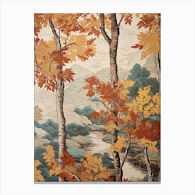 Birch 2 Vintage Autumn Tree Print  Canvas Print