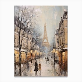 Vintage Winter Painting Paris France 1 Canvas Print