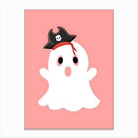 White Ghost With A Pirate Hat Canvas Print