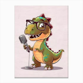 Dinosaur With A Microphone Canvas Print