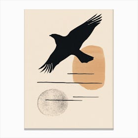 Crow in Flight Minimal Canvas Print