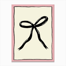 Black Bow with Pink Border Canvas Print