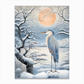 Winter Bird Painting Great Blue Heron 2 Canvas Print