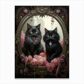 Two Medieval Black Cats Rococo Style 2 Canvas Print
