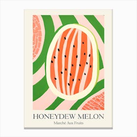 Marche Aux Fruits Honeydew Melon Fruit Summer Illustration 1 Canvas Print