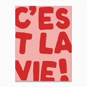 C'est La Vie | Red an dPink Canvas Print