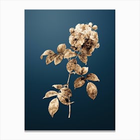 Gold Botanical Seven Sisters Roses on Dusk Blue n.4649 Canvas Print