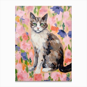 A Munchkin Cat Painting, Impressionist Painting 4 Canvas Print