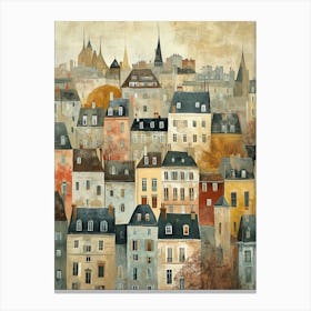 Kitsch Paris Cityscape Brushstroke 1 Canvas Print