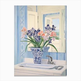 A Vase With Iris, Flower Bouquet 1 Canvas Print