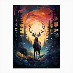 Deer In The Forest Canvas Print