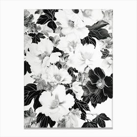 Great Japan Hokusai Black And White Flowers 8 Canvas Print