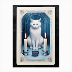 White Cat Tarot Card 4 Canvas Print