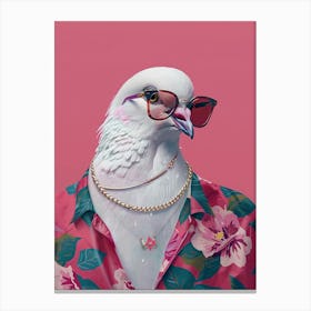 Pigeon with clothes and glasses Canvas Print