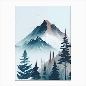 Mountain And Forest In Minimalist Watercolor Vertical Composition 268 Canvas Print