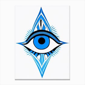 Chakra Series, Symbol, Third Eye Blue & White 2 Canvas Print