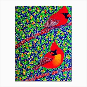 Cardinal 2 Yayoi Kusama Style Illustration Bird Canvas Print