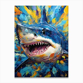  A Blue Shark Vibrant Paint Splash 1 Canvas Print