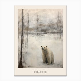 Vintage Winter Animal Painting Poster Polar Bear 1 Canvas Print