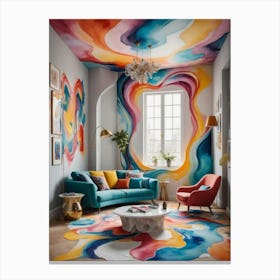 Abstract Dimensions of Home Colorful Living Room Canvas Print