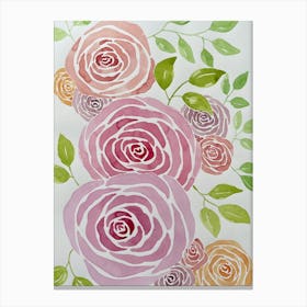 Roses Watercolor Painting Canvas Print