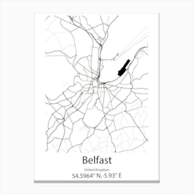 Belfast,United Kingdom Minimalist Map Stampe su tela