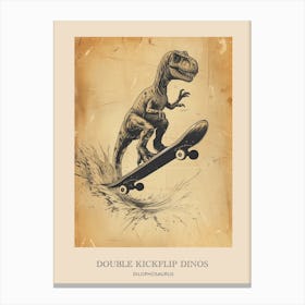 Dilophosaurus Vintage Dinosaur Poster 1 Canvas Print