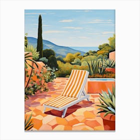Sun Lounger By The Pool In Sardinia Italy 2 Canvas Print