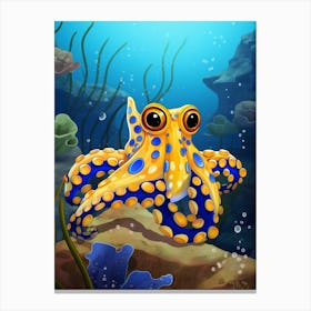 Blue Ringed Octopus Illustration 4 Canvas Print
