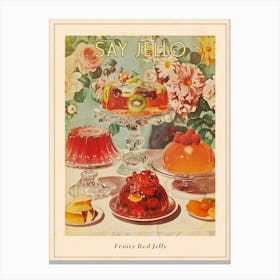 Fruity Red Jelly Dessert Retro Collage 2 Poster Canvas Print