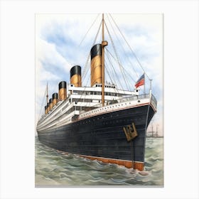 Titanic White Star Pencil Drawing 3 Canvas Print