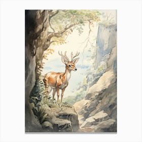 Storybook Animal Watercolour Antelope 1 Canvas Print