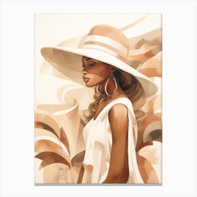 Woman In White Hat 4 Canvas Print