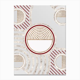 Geometric Abstract Glyph in Festive Gold Silver and Red n.0068 Canvas Print