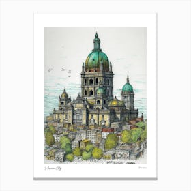 Mexico City Mexico Drawing Pencil Style 3 Travel Poster Canvas Print