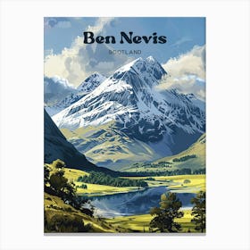 Ben Nevis Scotland Grampian Mountains Digital Travel Art Canvas Print